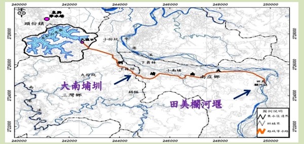 東興淨水場水源永和山水庫田美攔河堰全貌