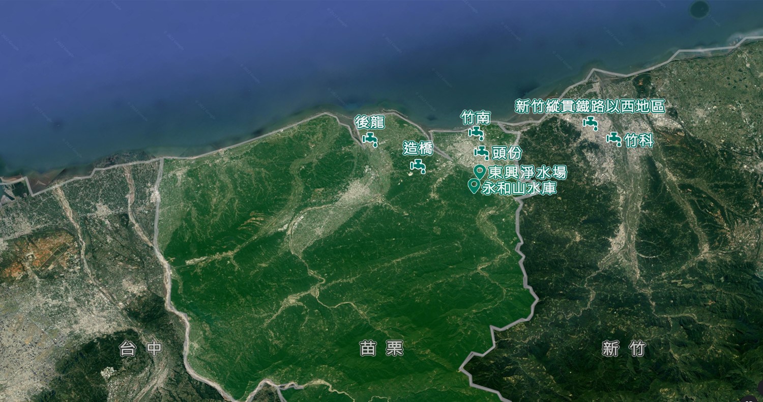 東興淨水場全貌及供水區域