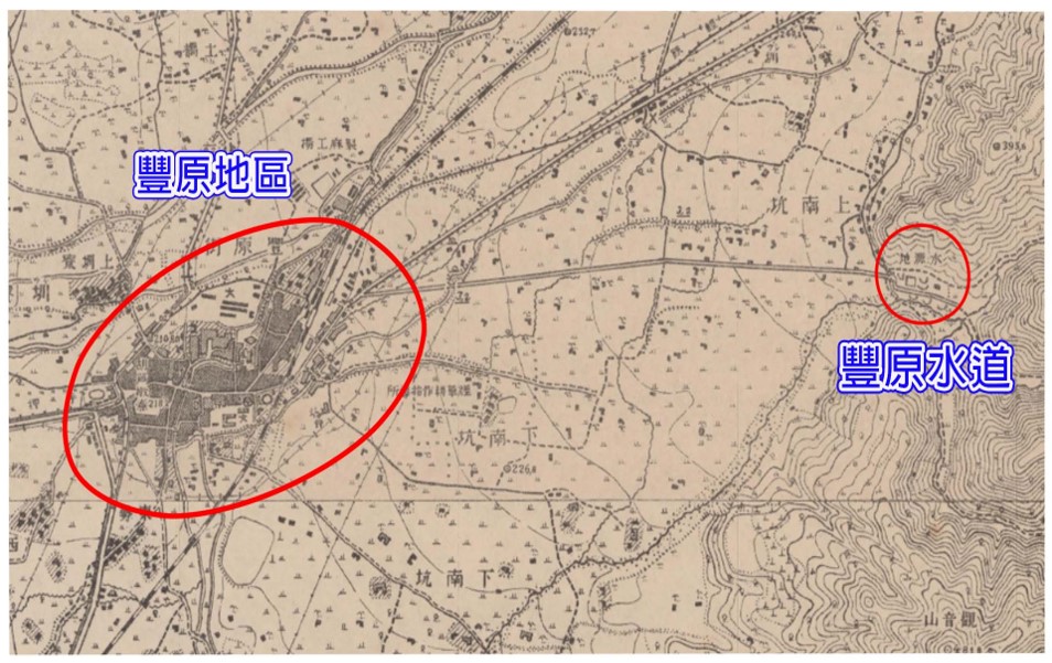 豐原水道與豐原地區位置圖