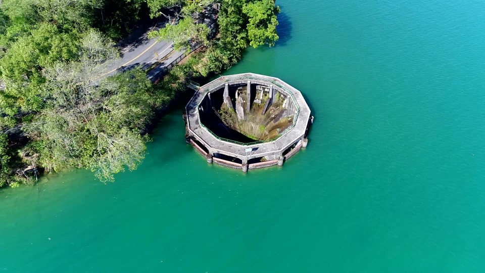 濁水溪流域日月潭餘水塔俯瞰