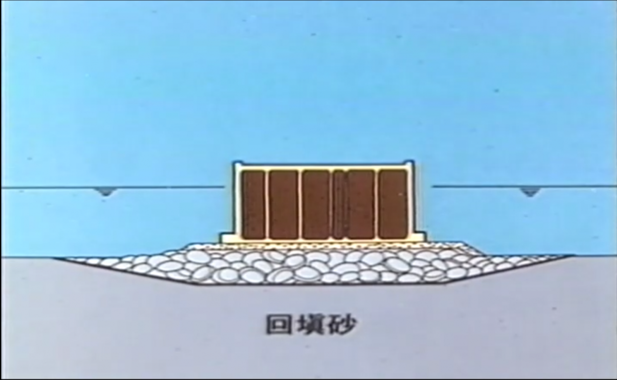 中油液化天然氣碼頭建港防波堤工程沉箱回填砂示意圖