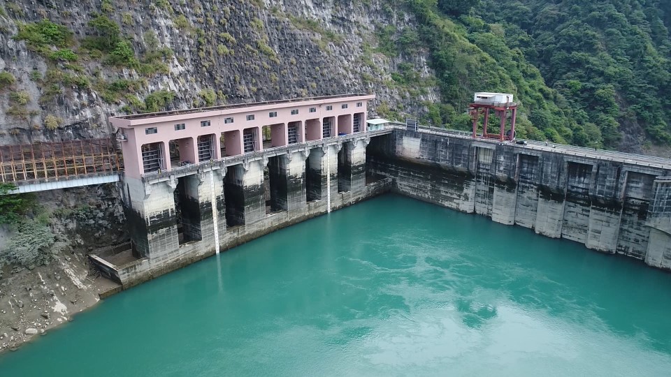 濁水溪流域明潭水庫尾水出口俯瞰