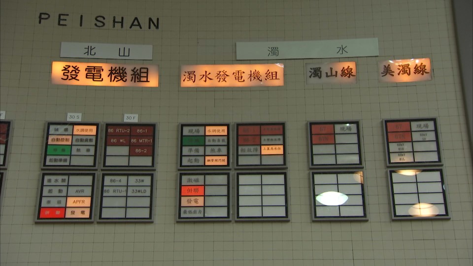濁水溪流域明潭電廠控制室控制面板
