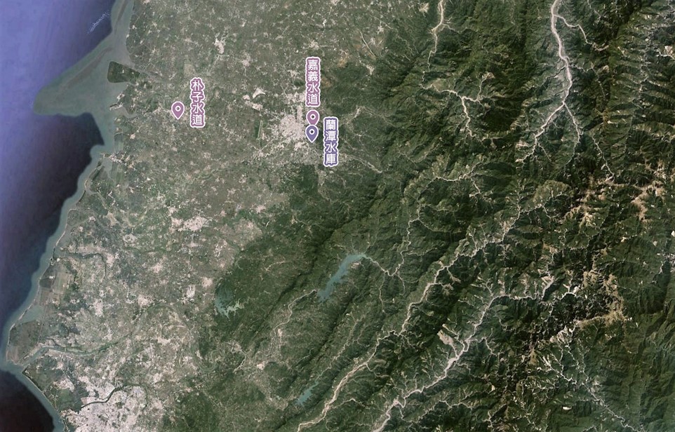 日治時代嘉義地區公共給水各水道地理位置圖