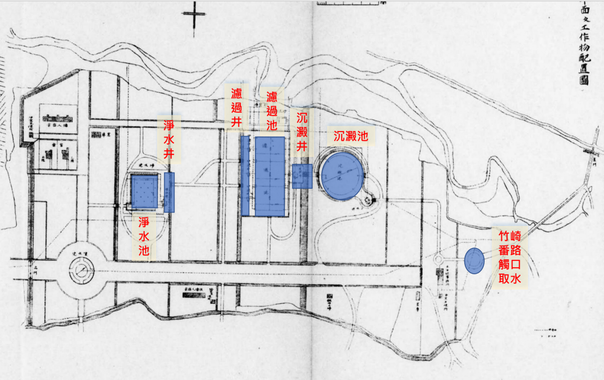 日治時代嘉義地區公共給水嘉義水道設施平面圖