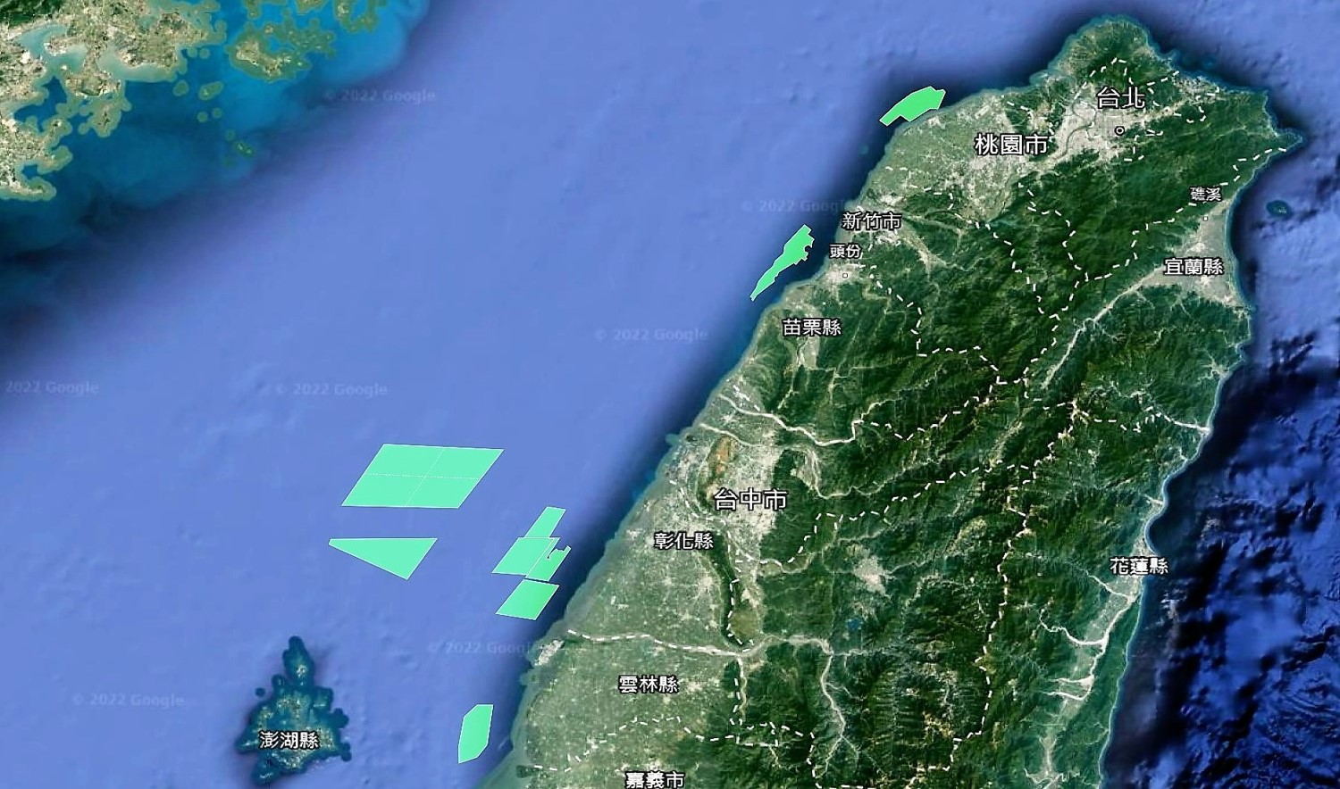 海洋示範風電及海能風電-第二階段「潛力場址」地理位置圖