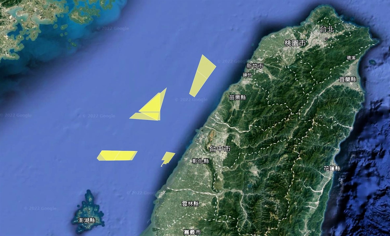 海洋示範風電及海能風電-第三階段「區塊開發」風場地理位置圖