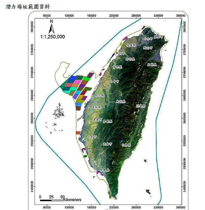 海洋示範風場及海能風電-第二階段潛力場址風場範圍_