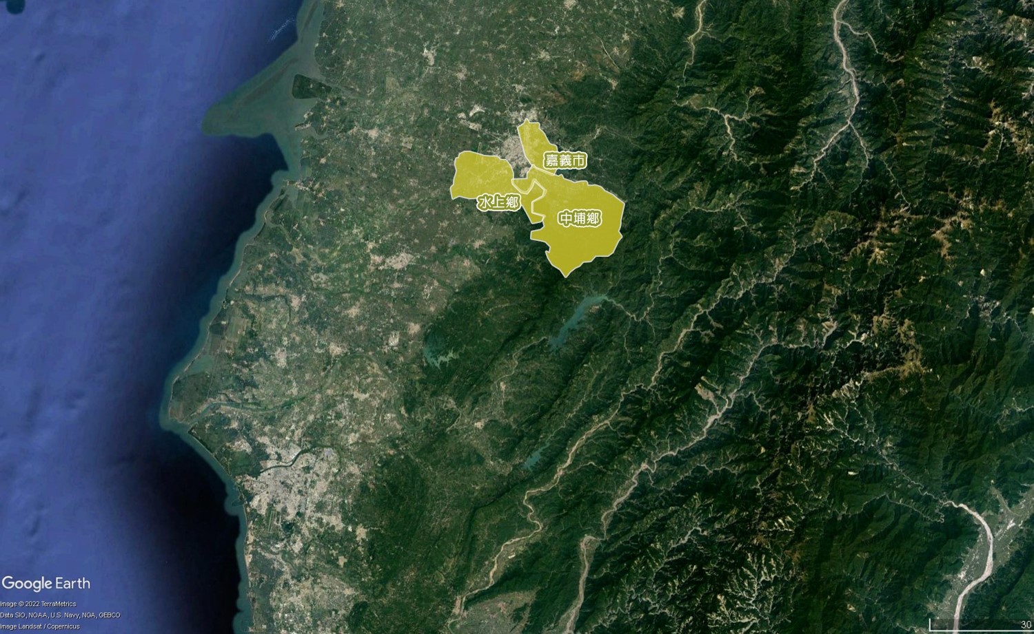 民國時代嘉義地區公共給水蘭潭淨水場供水區域