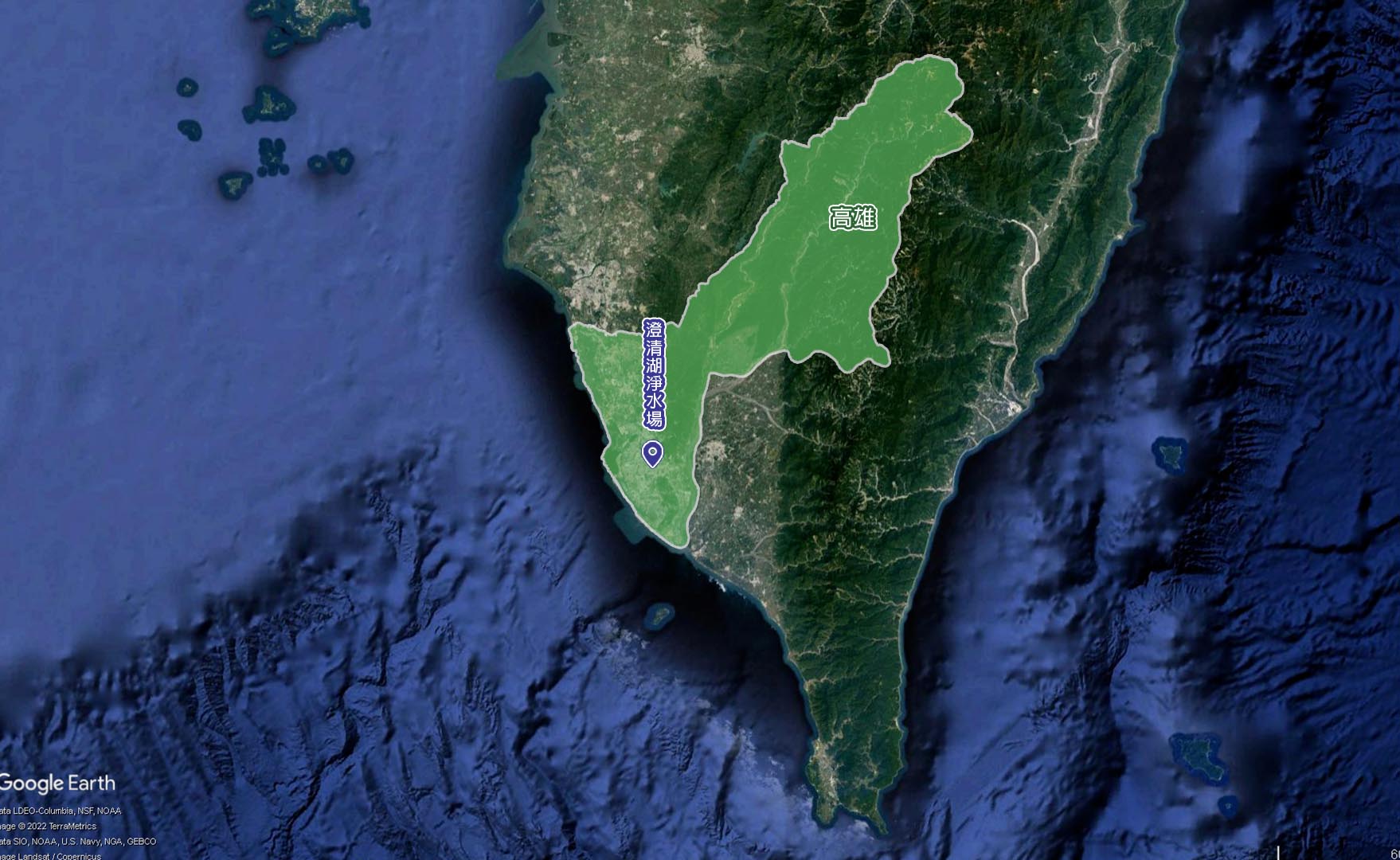 民國時代高屏地區公共給水澄清湖淨水池供水區域
