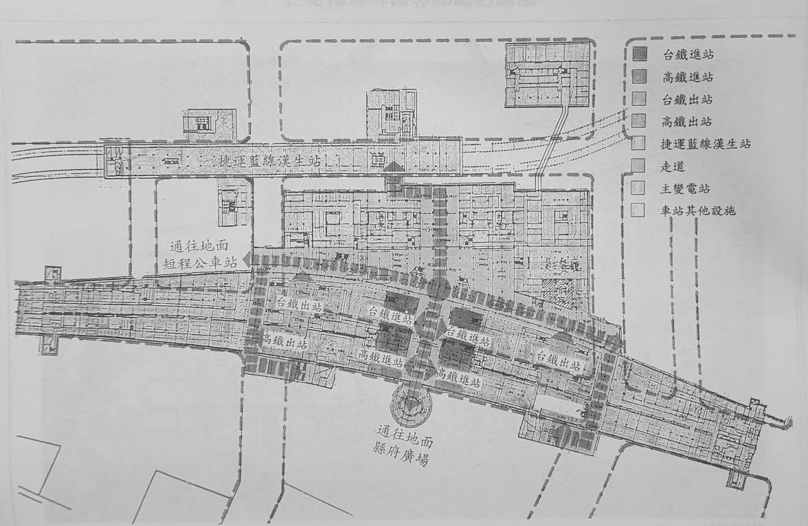 臺北市區鐵路地下化第三期工程「萬板專案」板橋車站穿堂層平面圖