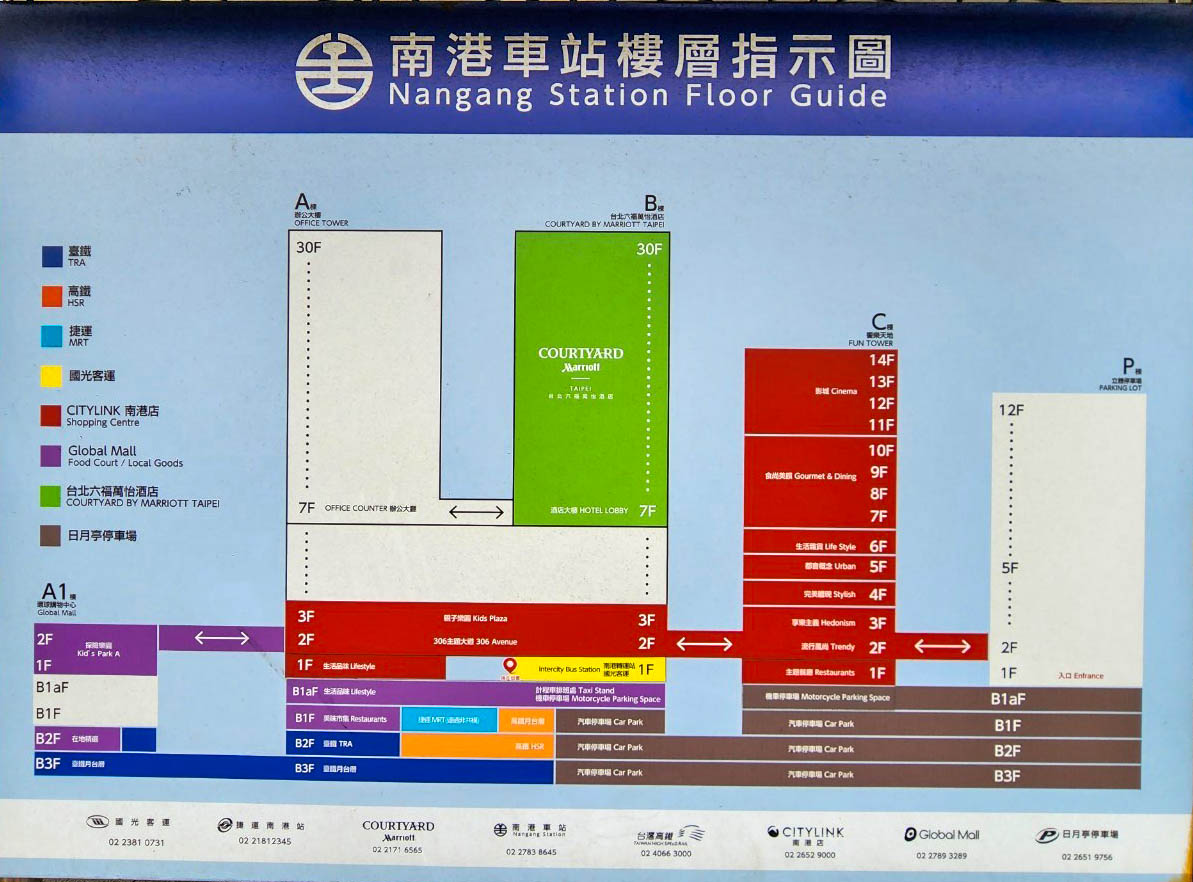 臺北市區車站鐵路地下化第四期東延南港工程「南港專案」新南港車站樓層指示圖