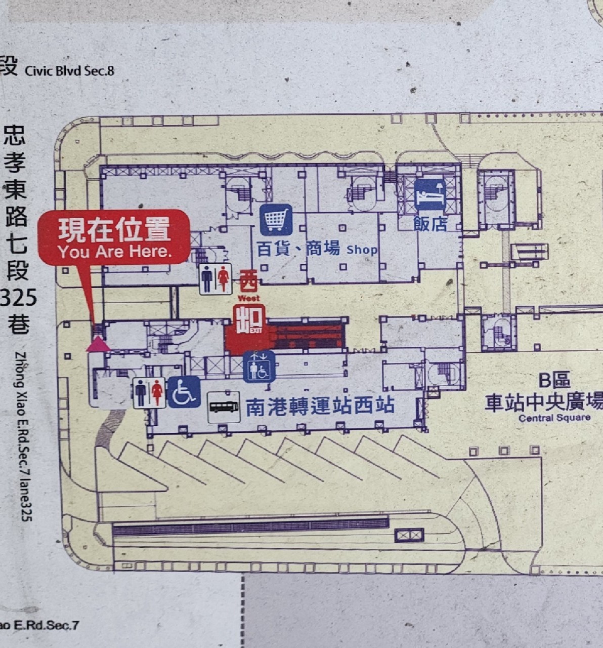 臺北市區車站鐵路地下化第四期東延南港工程「南港專案」新南港車站Ｂ棟平面圖