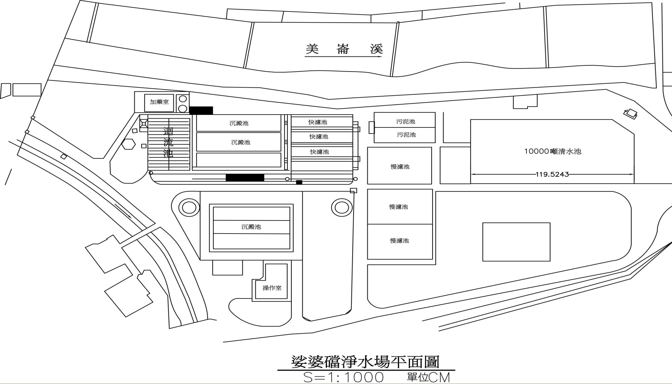 民國時期花蓮地區公共給水娑婆噹淨水場平面圖