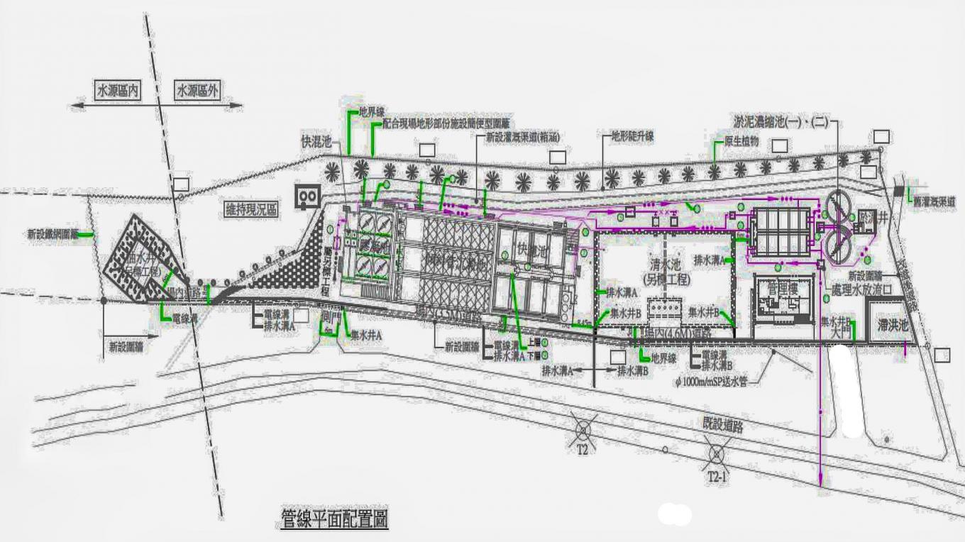 民國時期花蓮地區公共給水壽豐淨水場設施平面圖