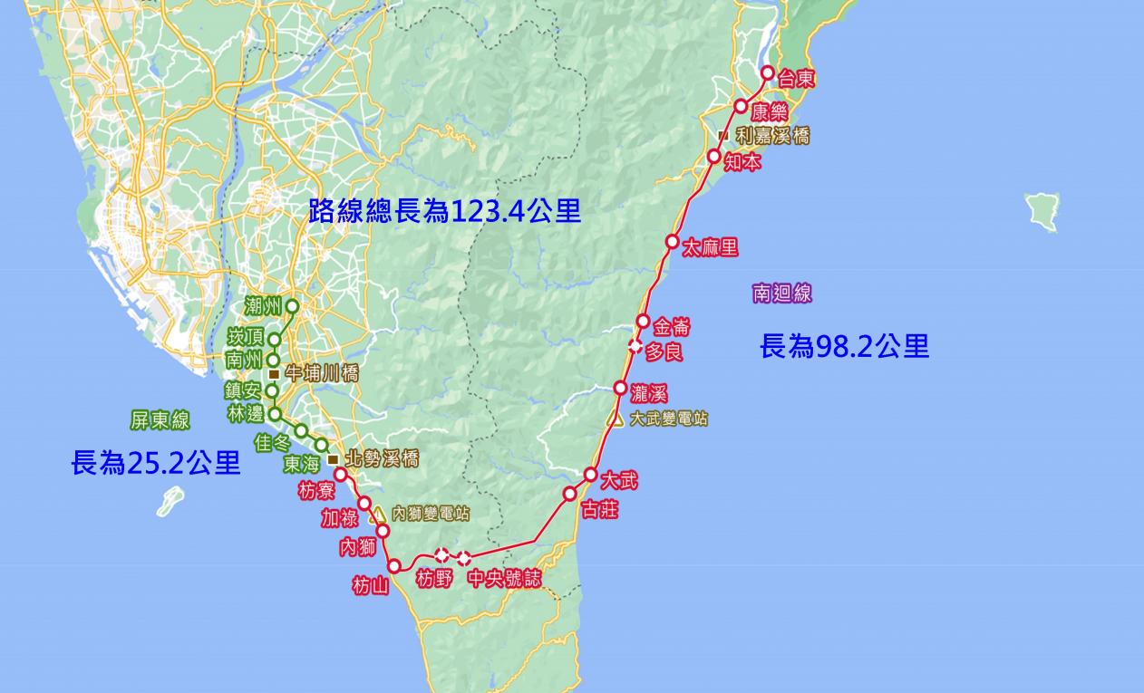 南迴鐵路電氣化計畫範圍