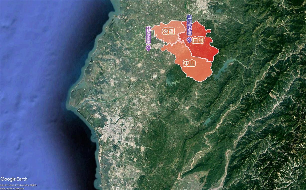 民國時代台南地區公共給水白河水庫供水區域