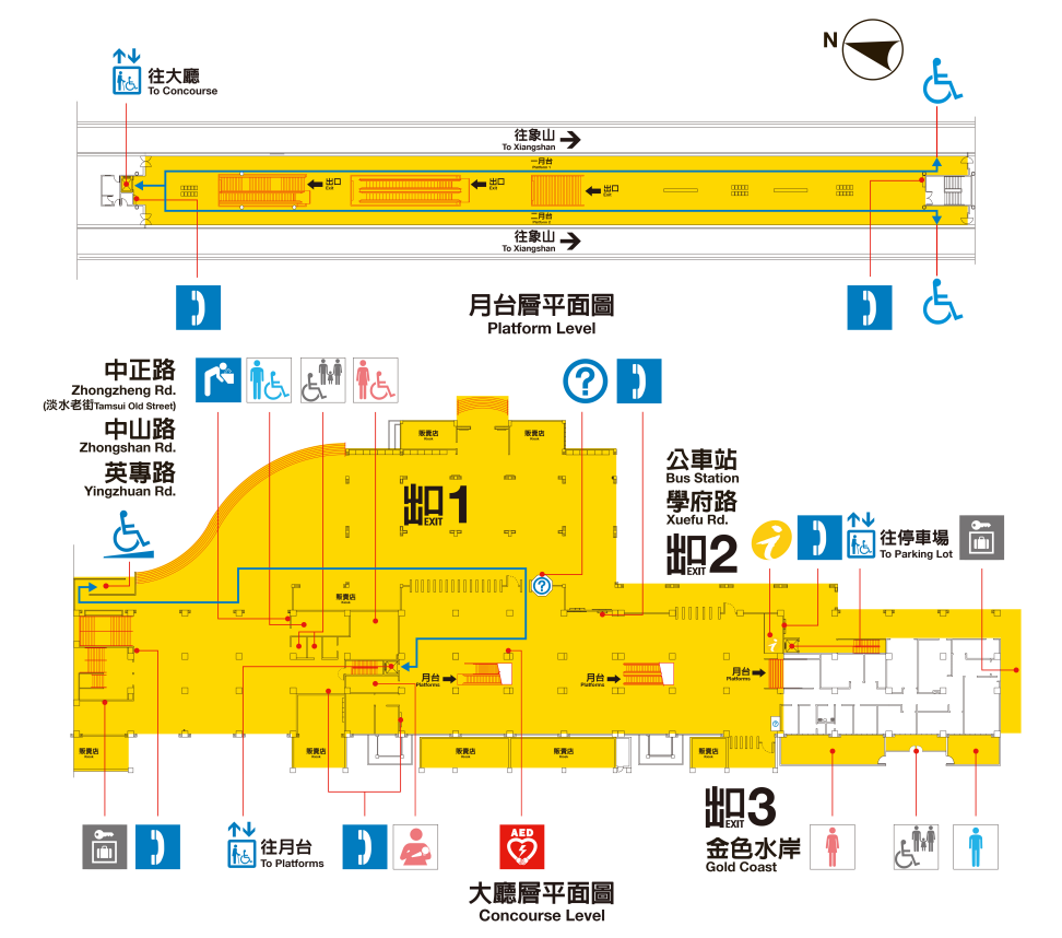 捷運淡水線高架段淡水站(R28)剖面相關位置圖