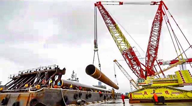 台電一期離岸風電示範風場設施鋼管樁裝