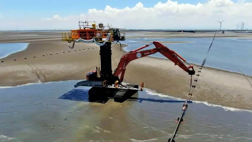 台電一期離岸風電示範風場海底電纜工程-海纜拉至海域ＨＤＤ