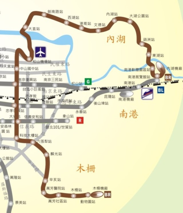 台北捷運系統文山內湖線路線圖