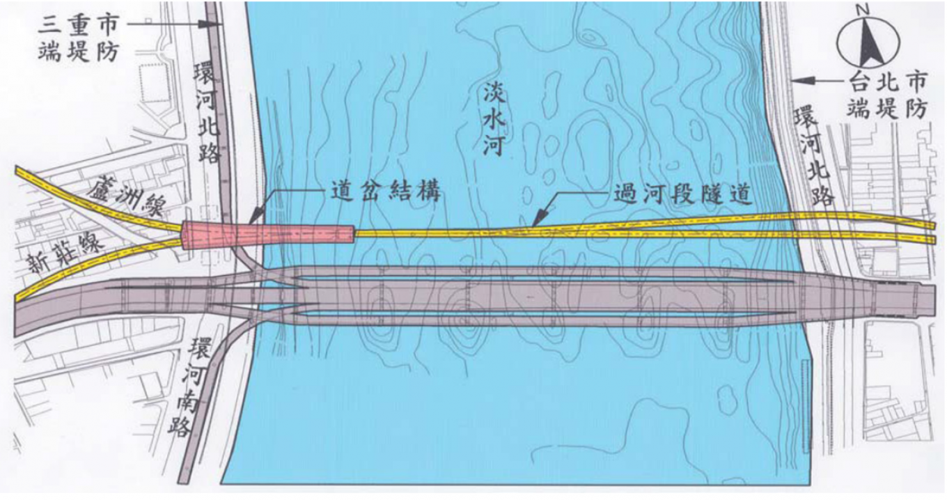 新莊線過河隧道位置圖