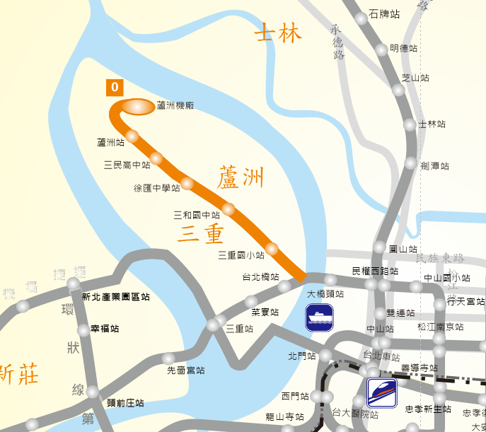 台北捷運系統蘆洲線路線圖