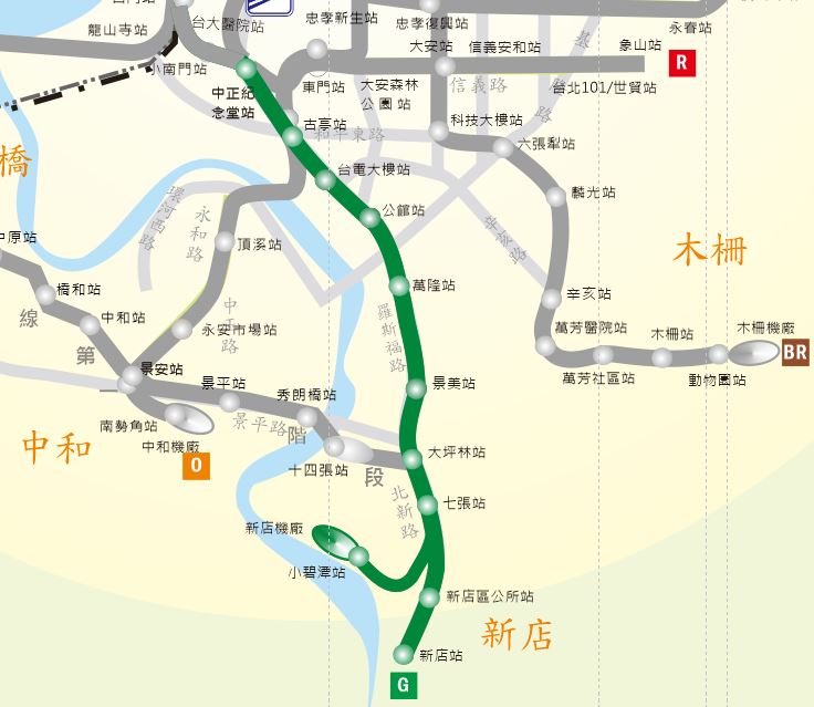 台北捷運系統新店線路線圖