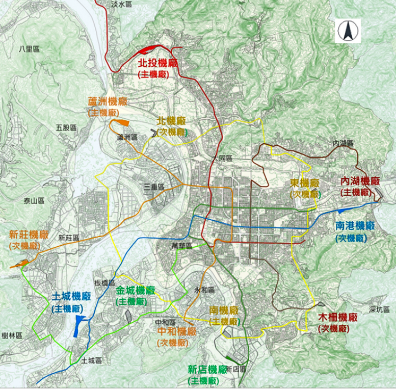 台北捷運機廠規劃區位示意圖