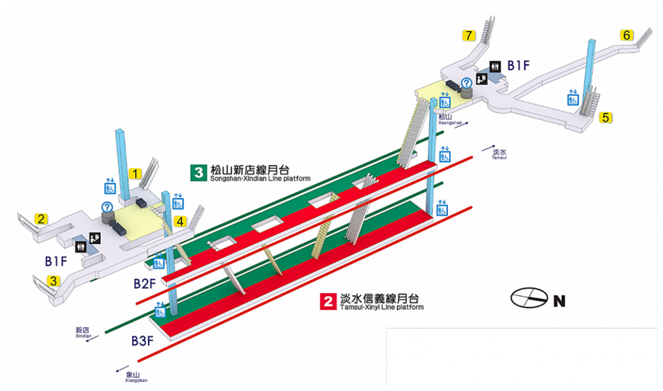 台北捷運中正紀念堂轉乘規劃示意圖