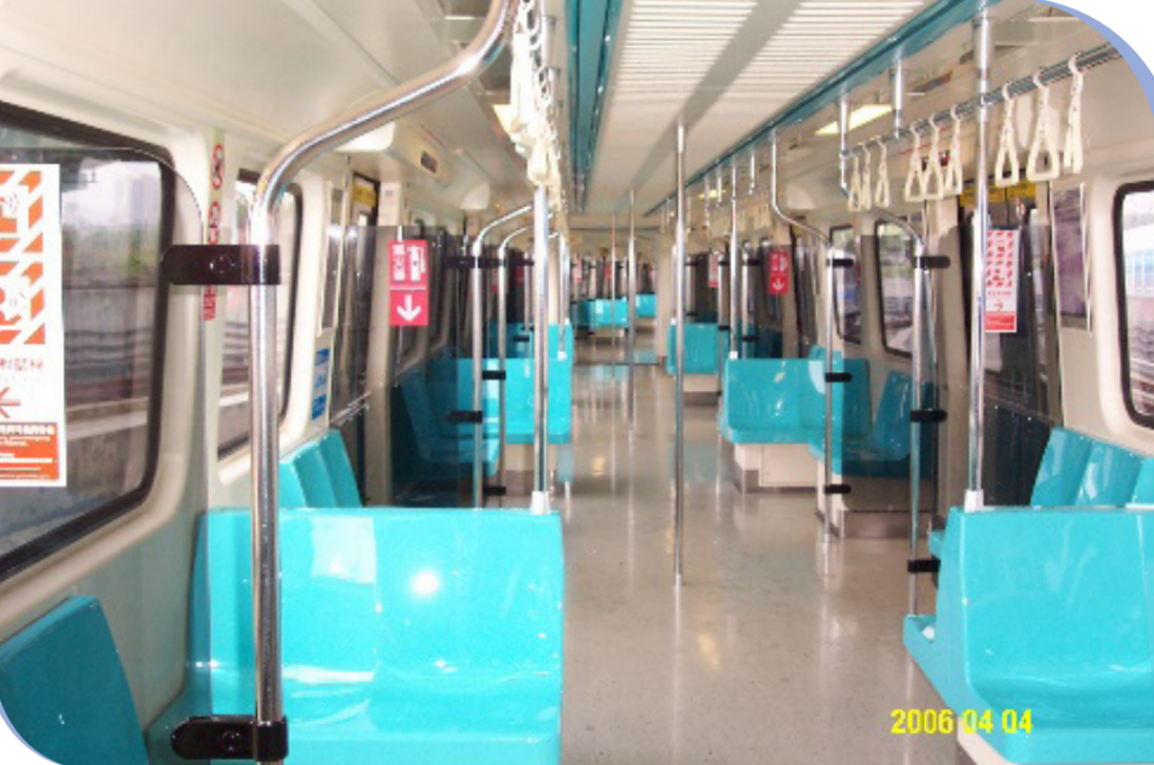 台北捷運高運量各線電聯車座椅採縱橫混合式排列(板南線)