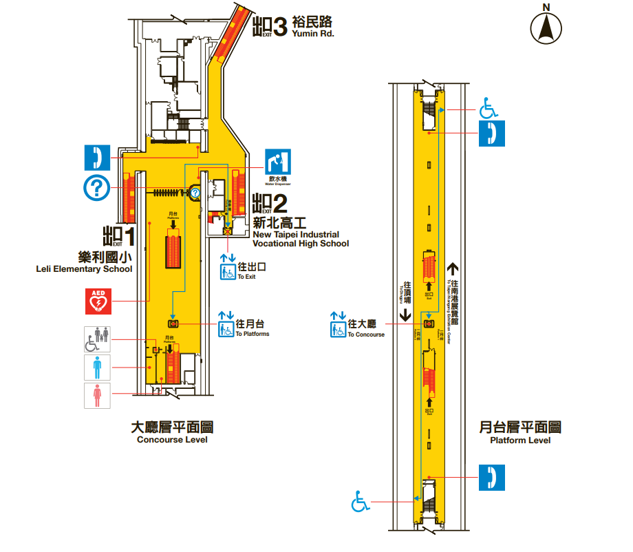 捷運板南線土城線沿線車站海山站(BL04)平面圖