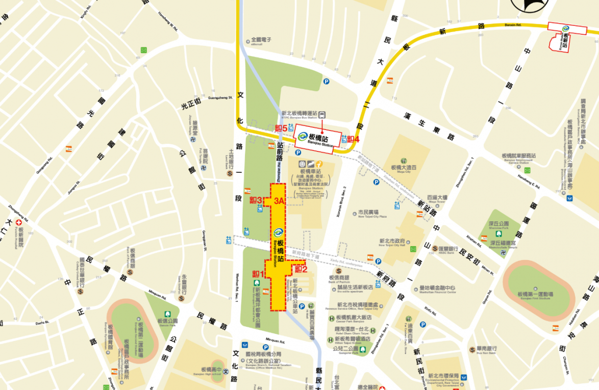 捷運板南線板橋線沿線車站板橋站(BL07)地理位置圖