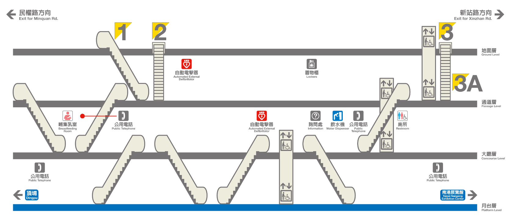 捷運板南線板橋線沿線車站板橋站(BL07)剖面相關位置圖