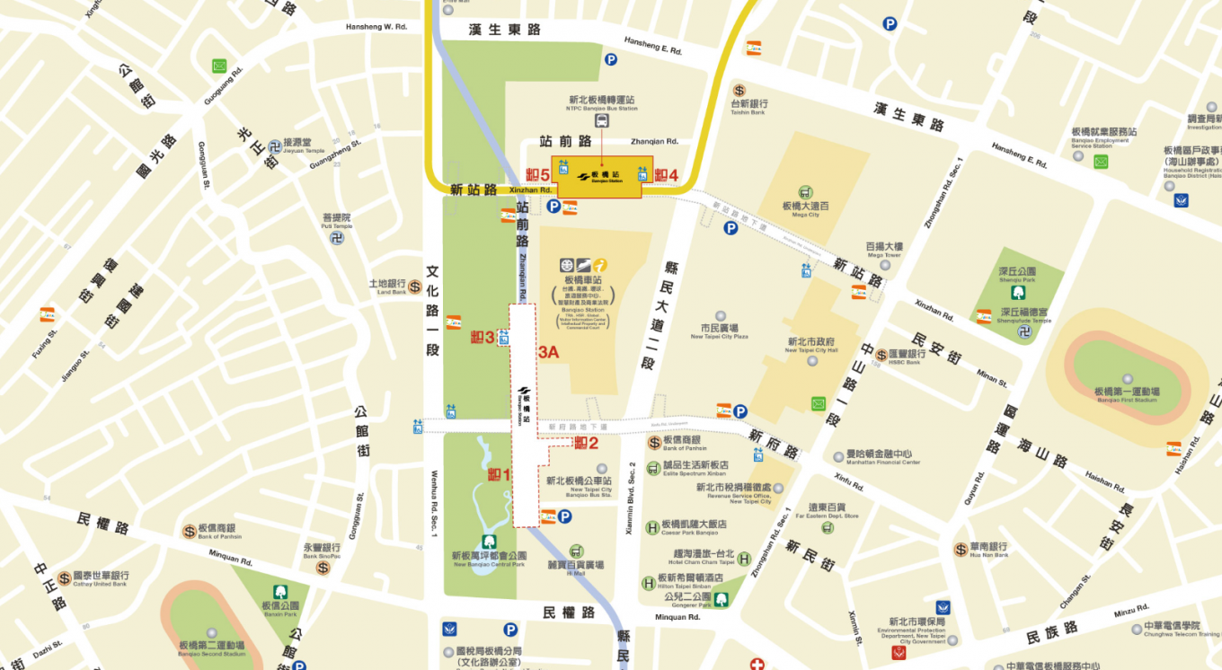 捷運環狀線板橋站(Y16)地理位置圖
