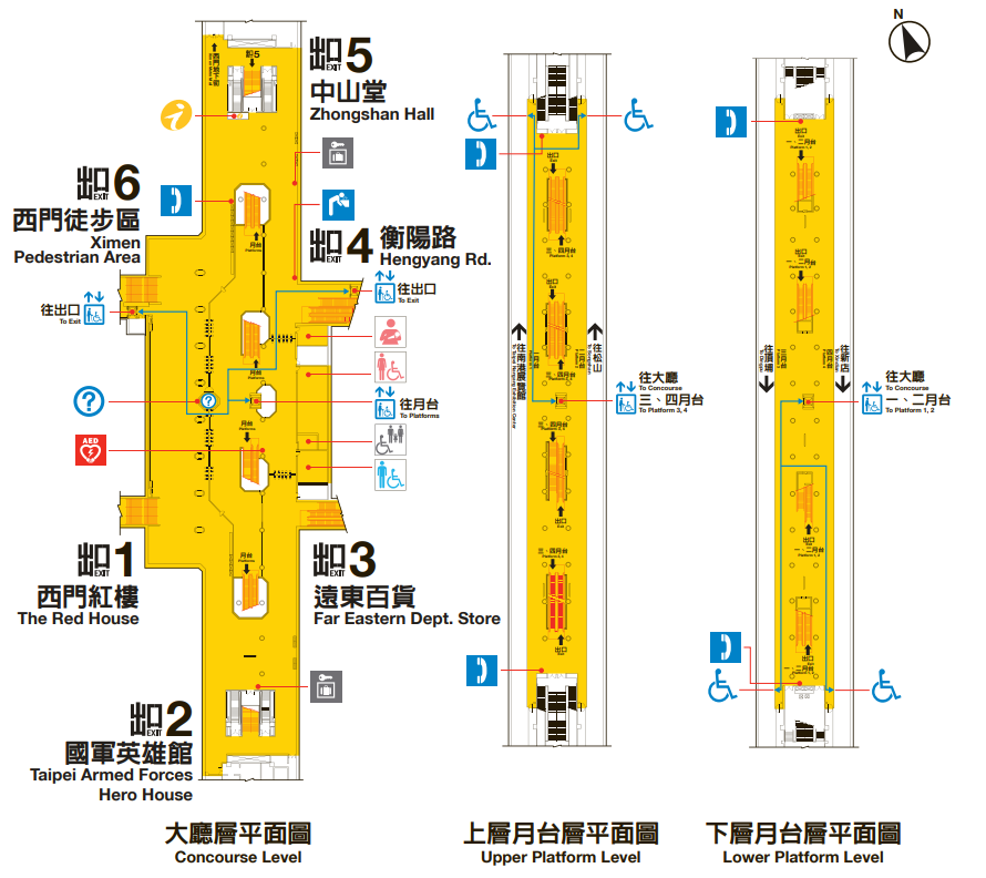 捷運板南線南港線沿線車站西門站(BL11/G12)平面圖