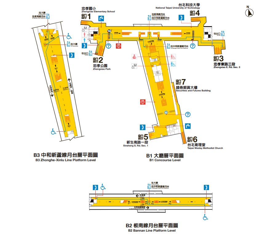 捷運板南線南港線忠孝新生站(BL14/O07)平面圖