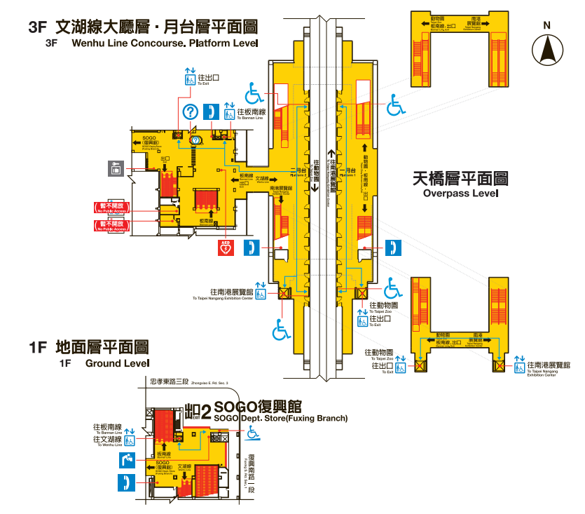 捷運板南線南港線忠孝復興站(BL15/BR10)位置圖
