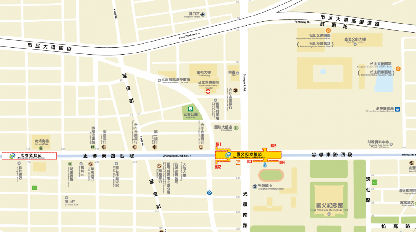 捷運板南線南港線國父紀念館站(BL17)平面圖