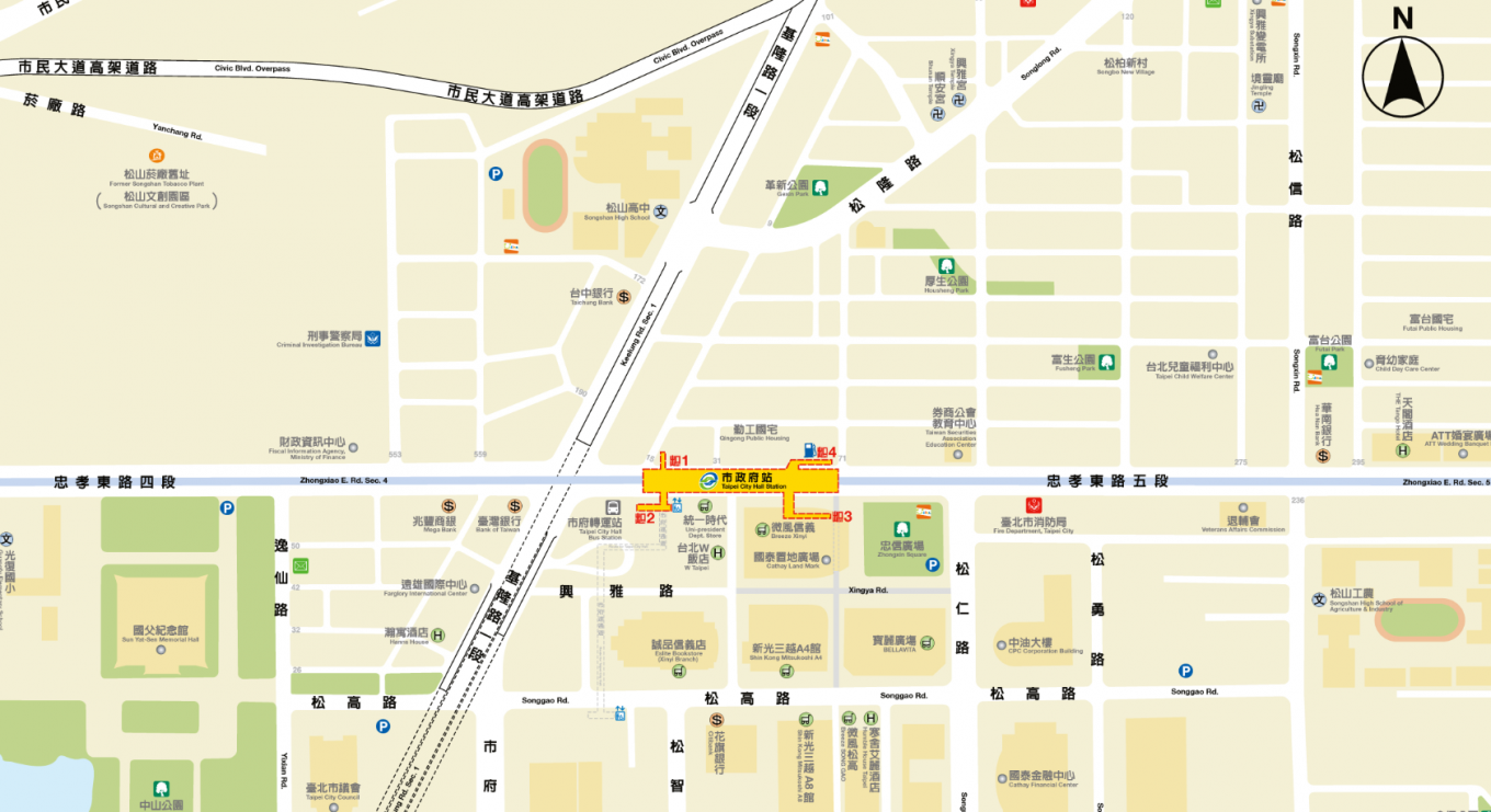 捷運板南線南港線市政府站(BL18)位置圖