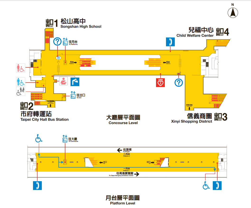 捷運板南線南港線市政府站(BL18)平面圖