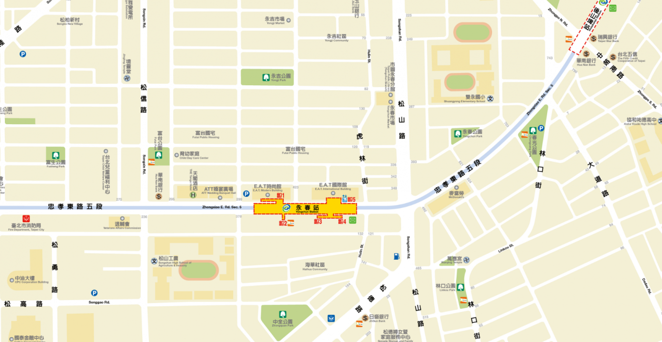 捷運板南線南港線永春站(BL19)位置圖