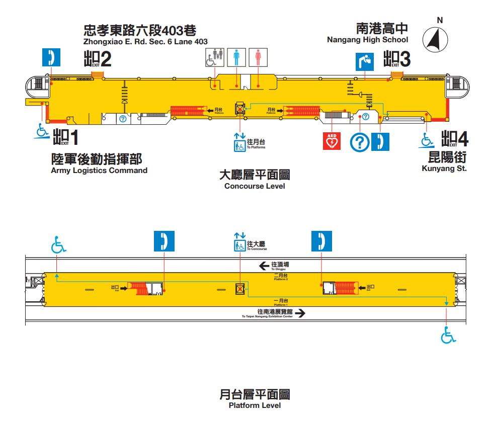 捷運板南線南港線昆陽站(BL21)平面圖