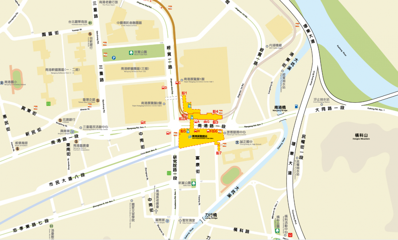 捷運板南線南港線南港展覽館站(BL23/BR24)位置圖
