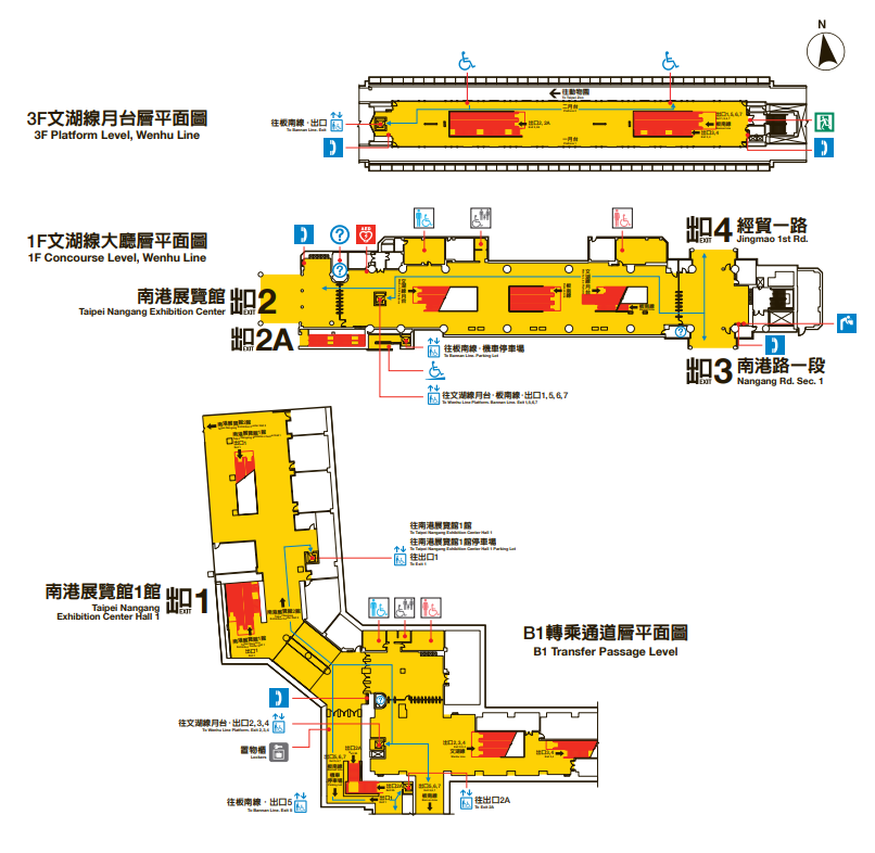 捷運板南線南港線南港展覽館站(BL23/BR24)平面圖