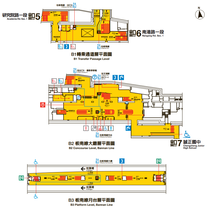 捷運板南線南港線南港展覽館站(BL23/BR24)平面圖