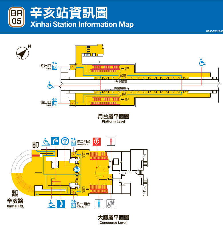捷運木柵線沿線車站辛亥站(BR05)平面圖