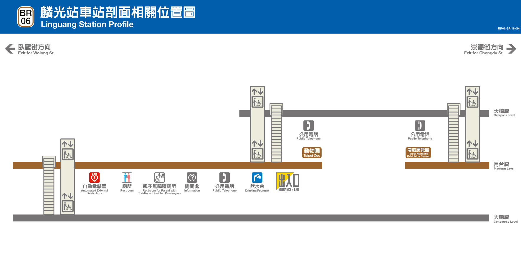 捷運木柵線沿線車站麟光站(BR06)剖面相關位置圖