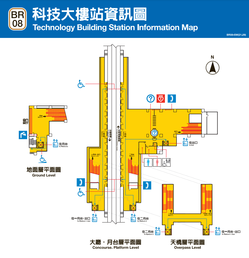 捷運木柵線沿線車站科技大樓站(BR08)平面圖