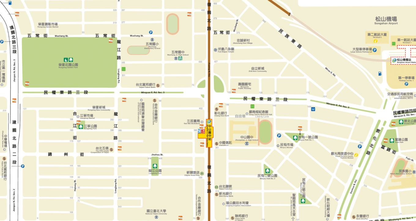 捷運木柵線沿線車站中山國中站(BR12)位置圖